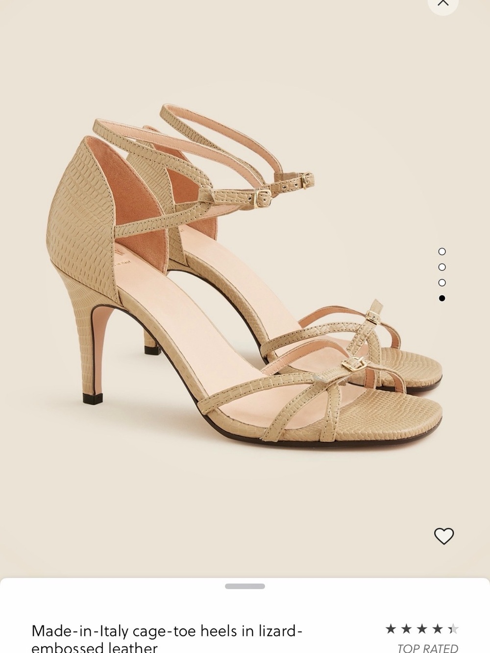 J. Crew Beige Lizard-Embossed Ankle-Strap Heels